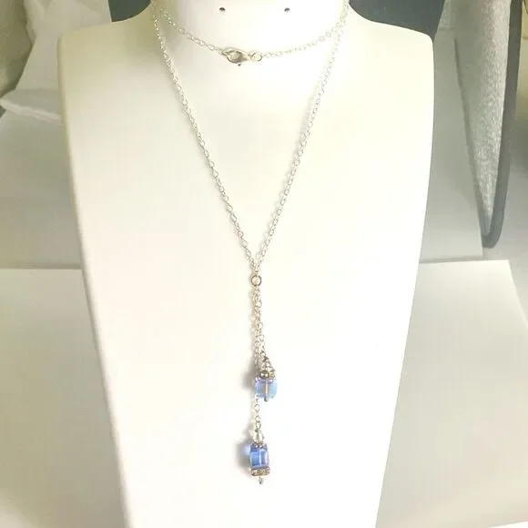 AIC# Sterling & Ice Blue Crystal Necklace
